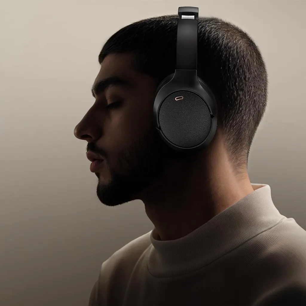 Casque audio Bluetooth 5.3 avec réduction de bruit active H6 blanc