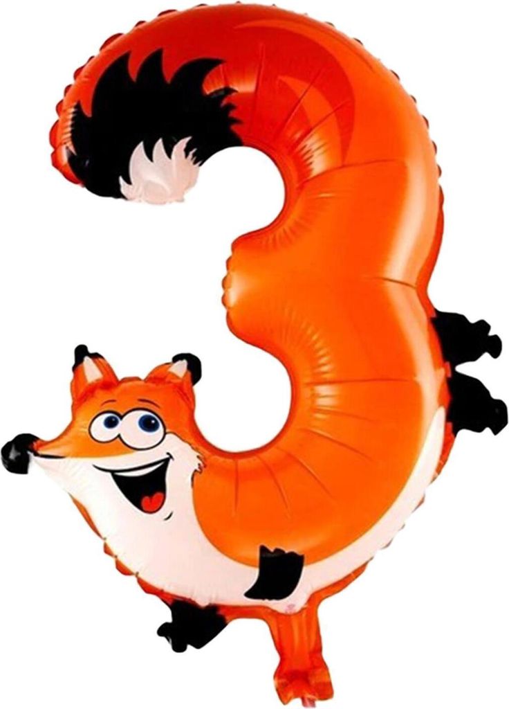 Balon foliowy nr 3, ok. 40 cm, motyw zwierzęcy Zdjęcie produktu 