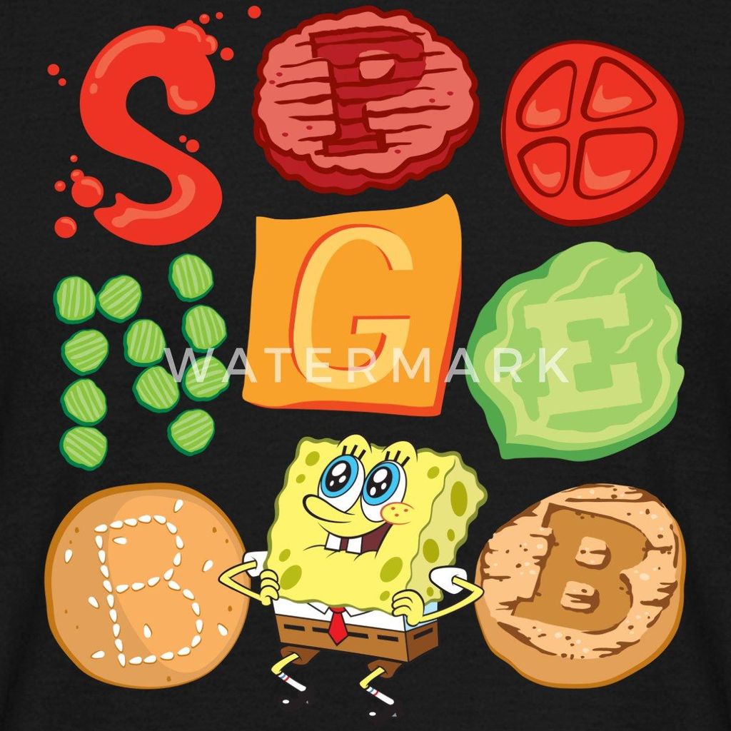 Spreadshirt Spongebob Schwammkopf Burger Zutaten Design Männer T-Shirt, XXL, Schwarz