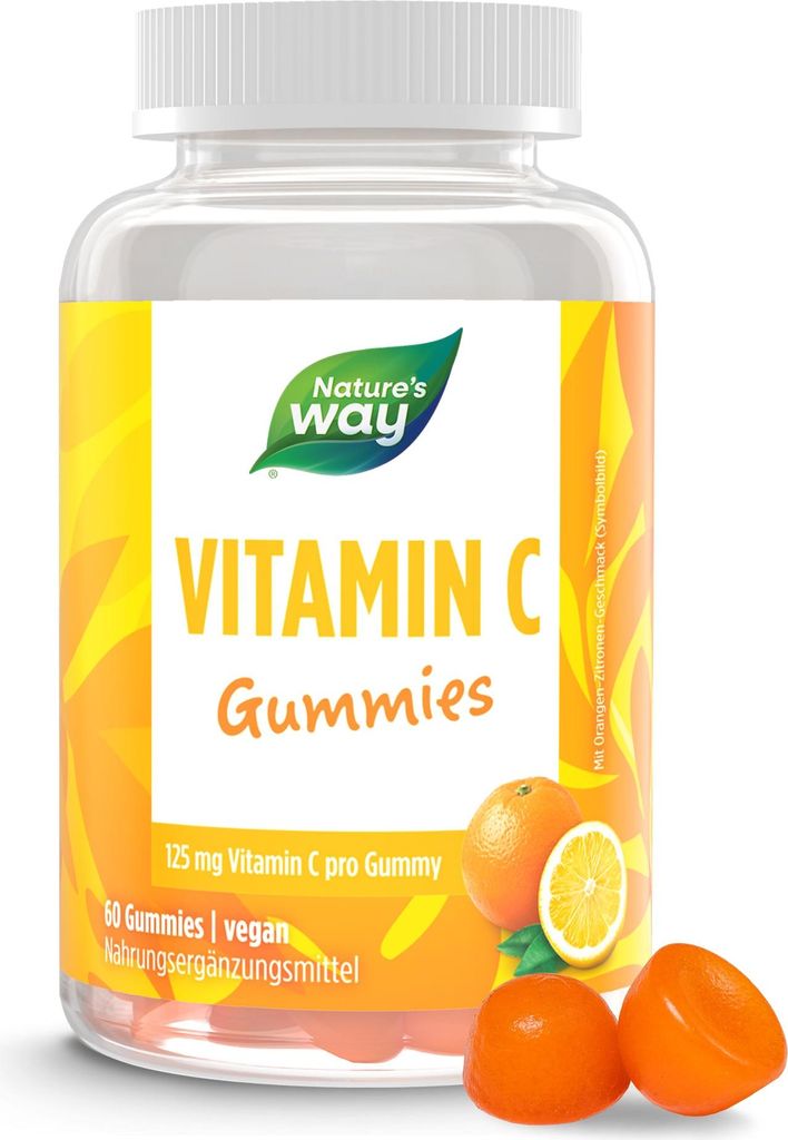Vitamin C Gummibärchen I 125 mg hochdosiertes Vitamin C I Zitrus-Geschmack I vegan I 60 Stk – 1 Dose