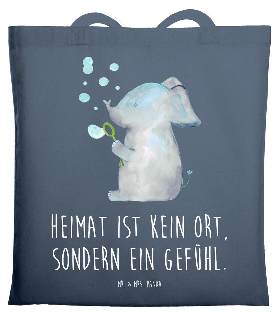 Mr. & Mrs. Panda Shopping Tasche Elefant Seifenblasen - Indigo Blue - Geschenk, Lustige Sprüche, Einkaufstasche, Tote Bag, totebag, Liebesspruch, ...