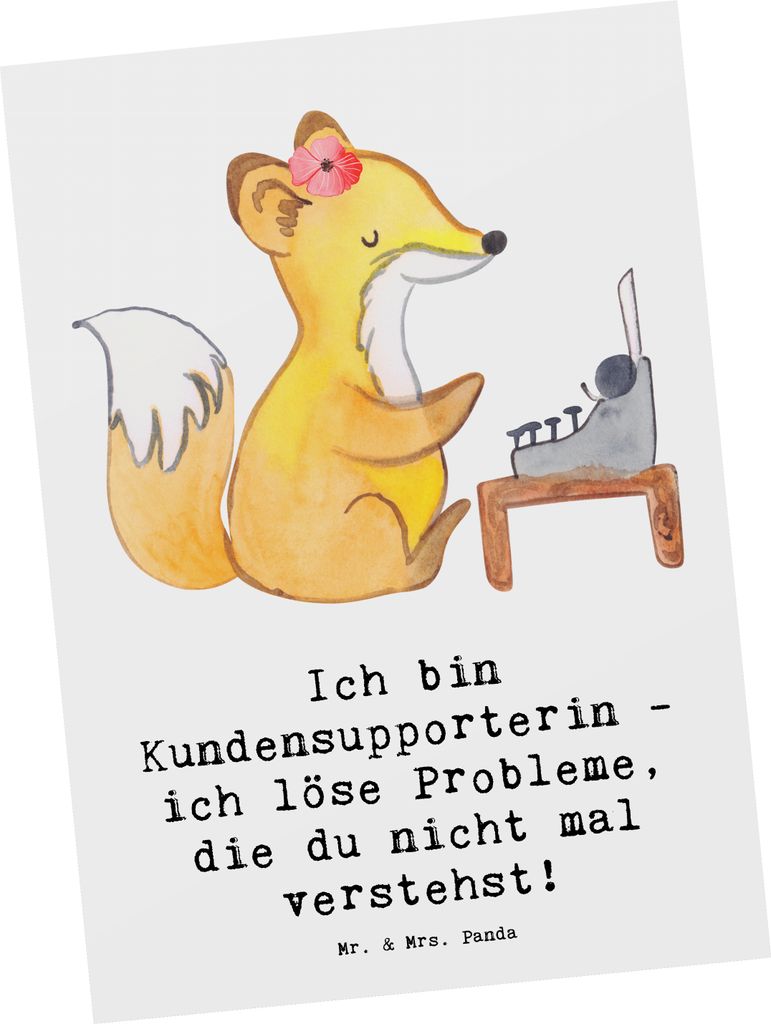 Mr. & Mrs. Panda Postkarte Kundensupporterin Heldin - Weiß - Geschenk, Ansichtskarten, Geduld, Beruf, Ansichtskarte, Geschenke mit Herz, Grußkart...