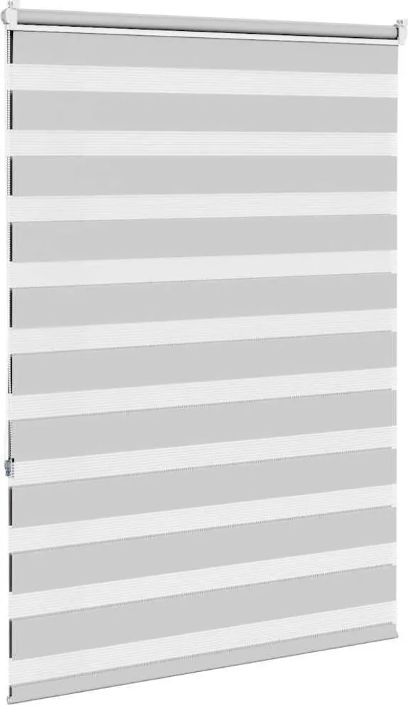 Store enrouleur double gris clair 105x150 cm en polyester haute densité