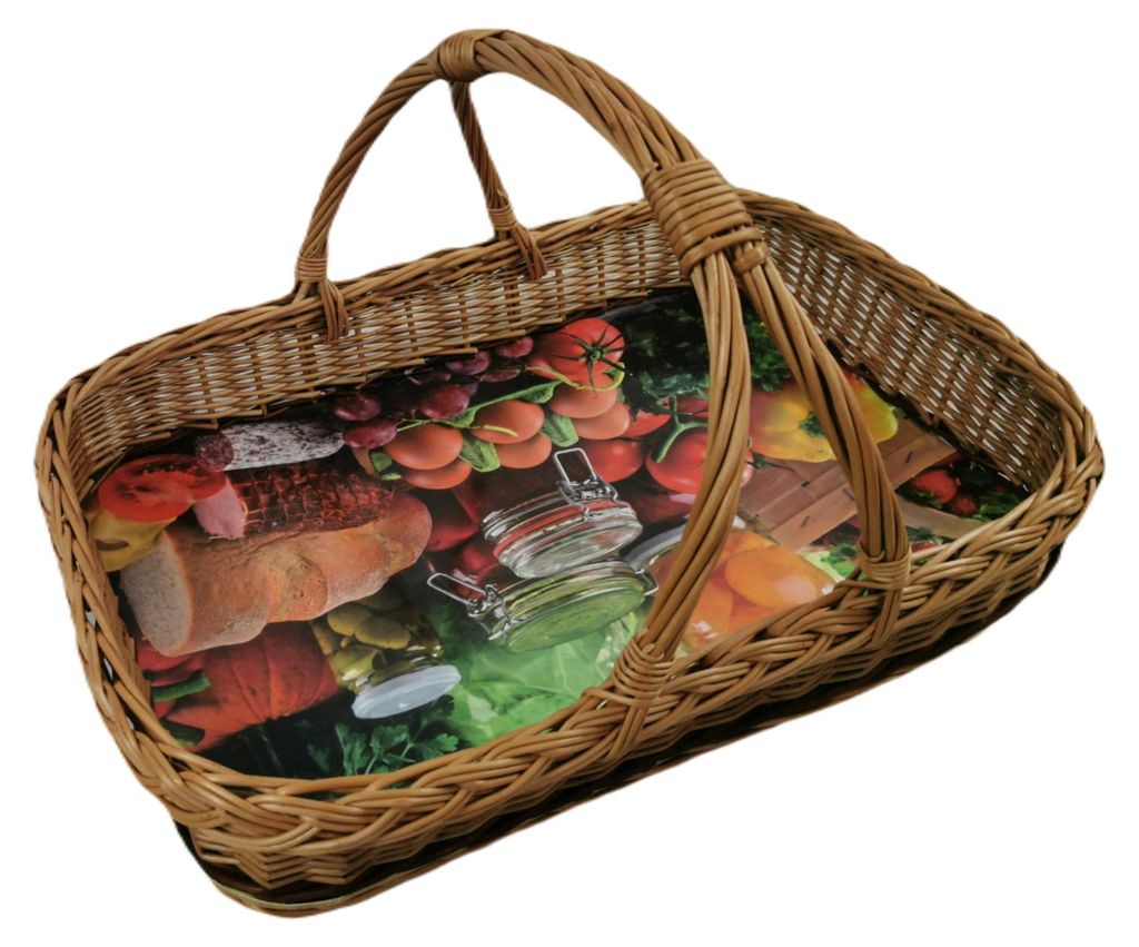 Weidentablett mit Querstange 50x35x29 cm Rechteckig Braun Produktbild 