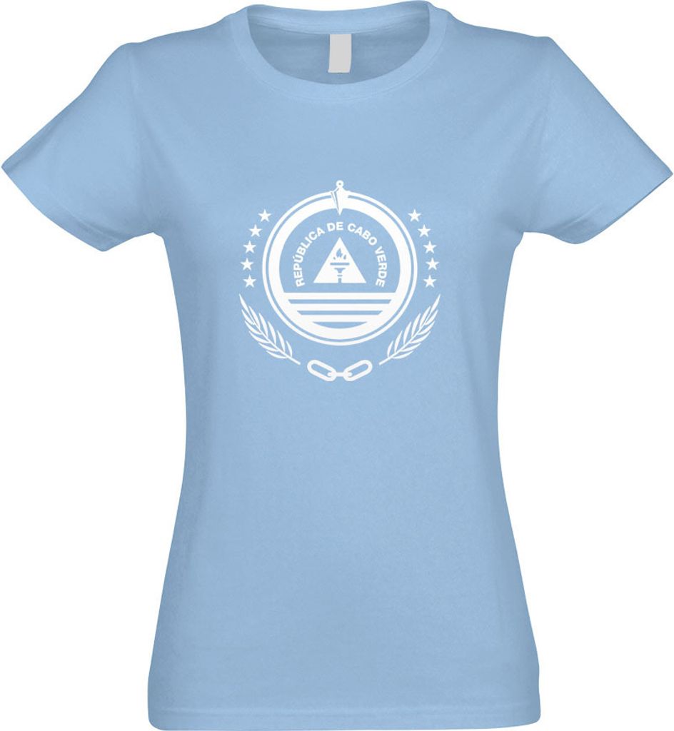 Kiwistar - T-Shirt tailliert - Damen - himmelblau - Kap Verde Wappen - mit Motiv Bedruckt - Funshirt Design - Sport - Freizeit - Damen - XXL