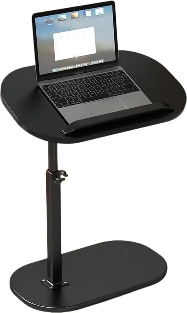 Supporto Laptop Regolabile Nero | Tavolino a C Legno Flip Stand PC