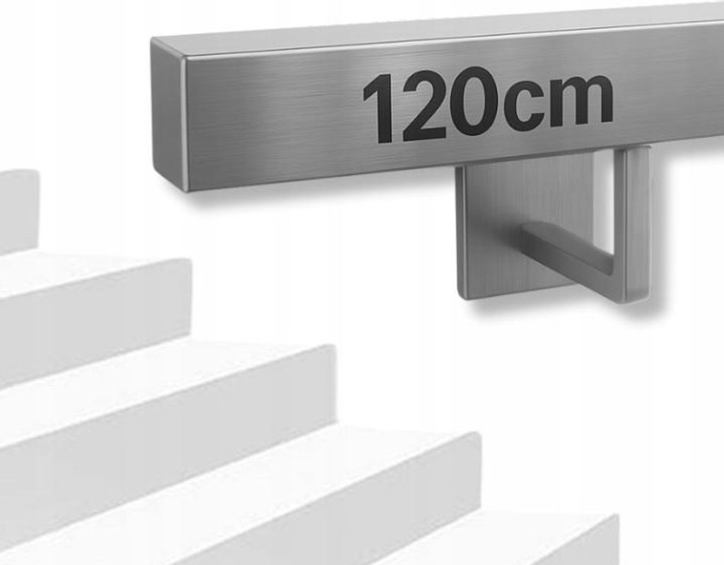 Treppengeländer - Handläuf für Treppen - 120 cm - Edelstahl - Quadratisch 40x40 mm - für Innen und Außen - Ohne Querstreben - Montagesatz - Si...