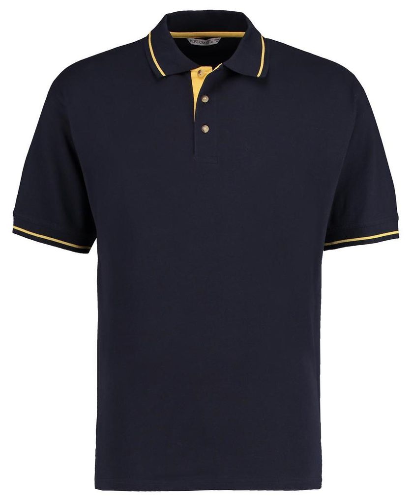 Kustom Kit St.Mellion Herren Polo-Shirt, Kurzarm FK449 (M) (Marineblau/Gelb)