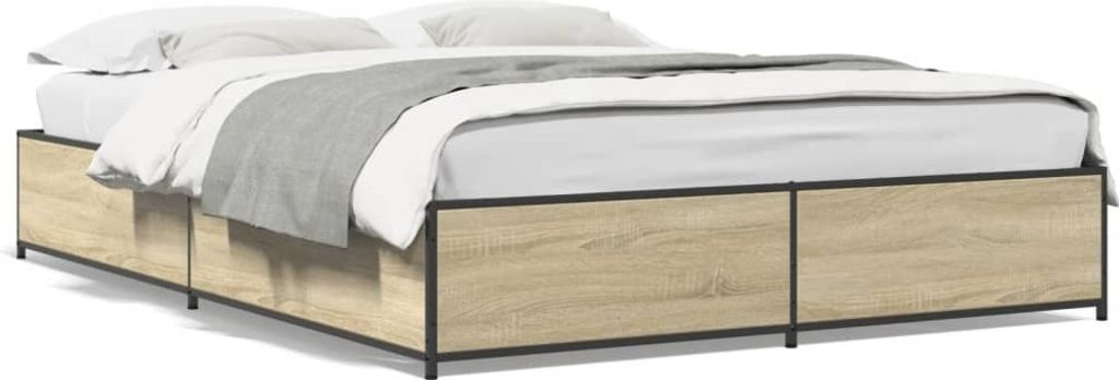 "2026 Promotion" Bettgestell moderne - Sonoma-Eiche 120x190 cm - Holzwerkstoff und Metall - Polsterbett CC13801