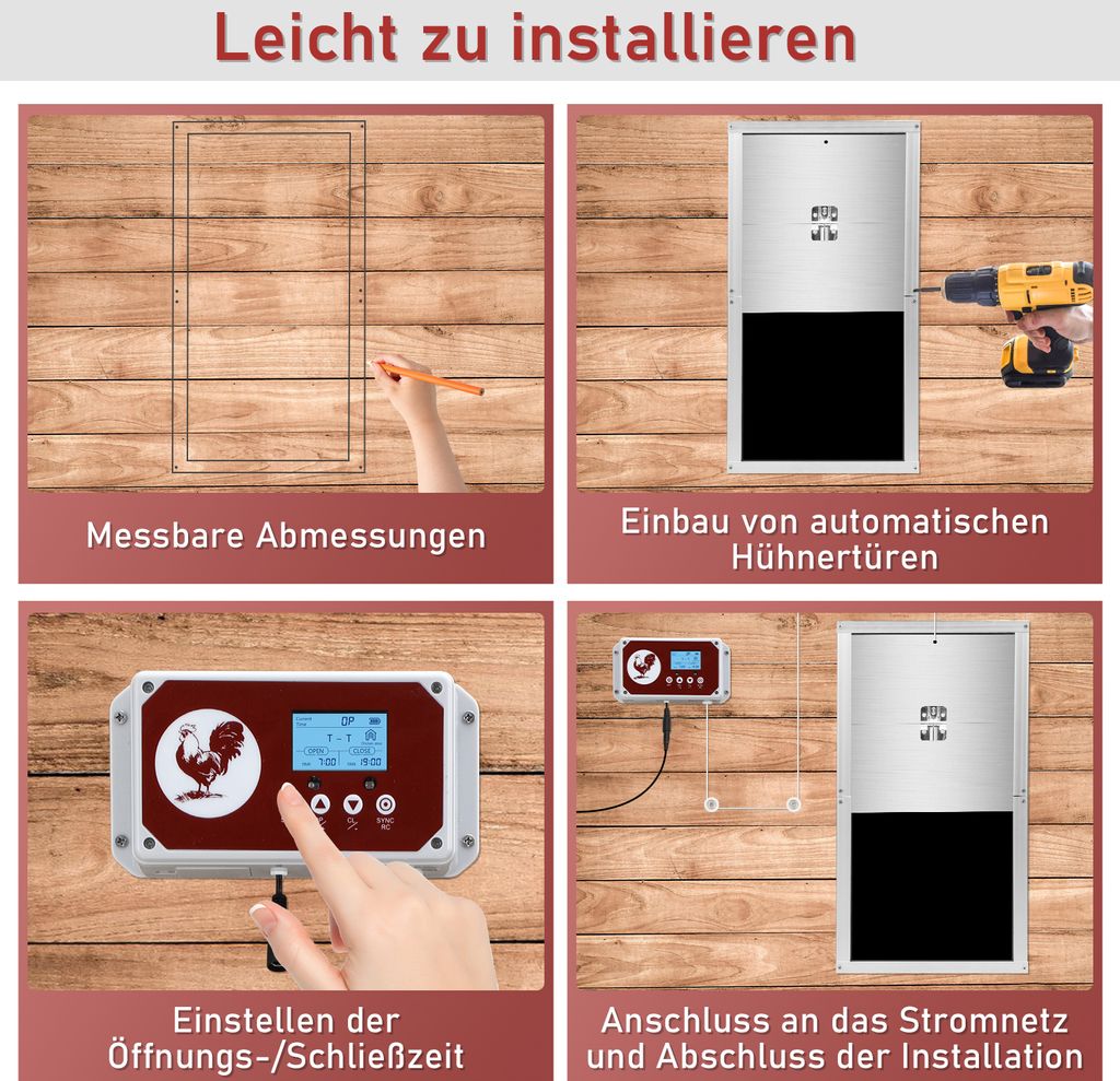 Jopassy Hühnerklappe 2in1 Automatische Hühnertür mit Produktbild 4
