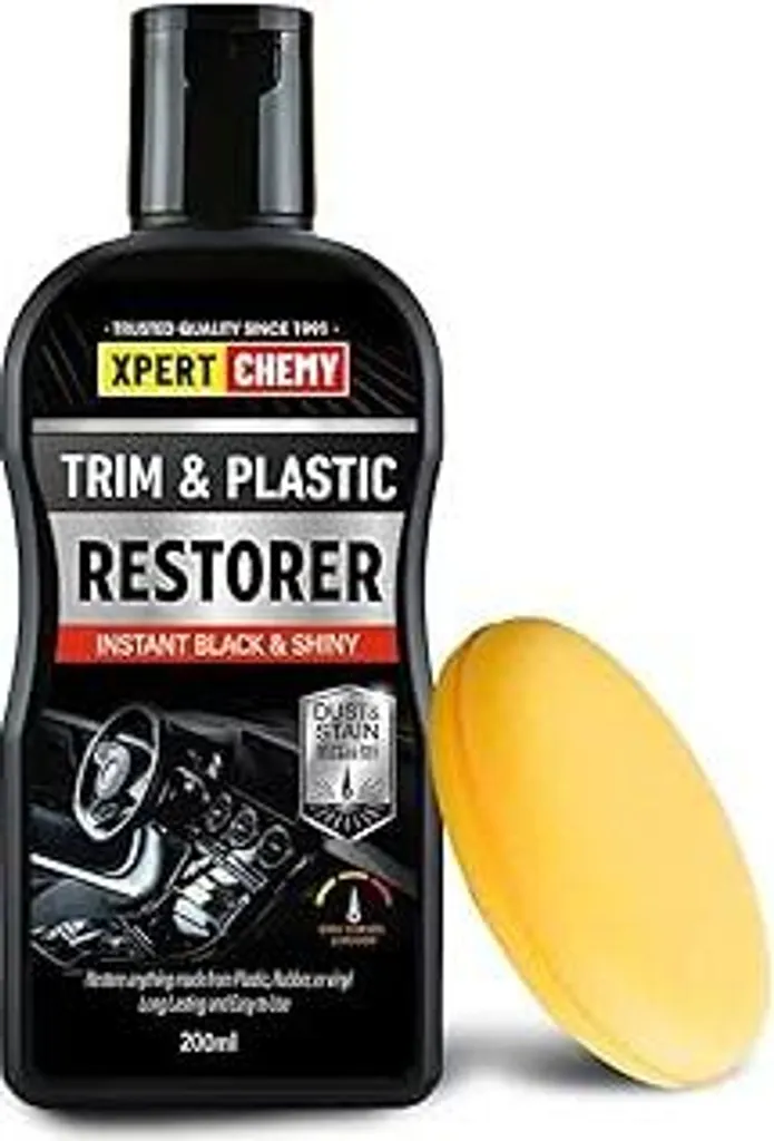 Prodotto per la cura delle superfici in plastica dell'auto con applicatore a schiuma, trattamento profondo per plastica, restauratore per modanature decorative nere, protegge dai raggi UV, brillantezza a lunga durata, nessun residuo oleoso.