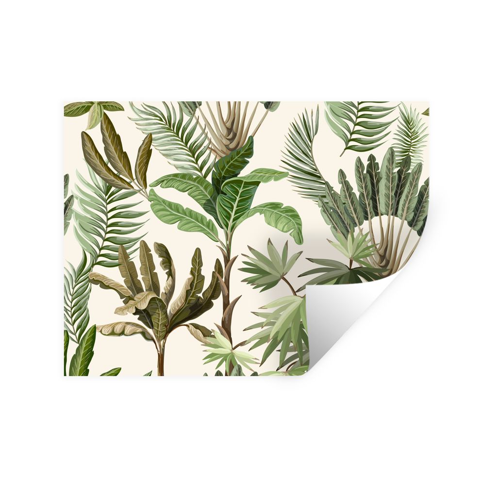 MuchoWow Wandtattoo Wandsticker Wandaufkleber Dschungel - Palme - Bananenstaude - Kinder - Natur - Pflanzen 160x120 cm Selbstklebend und Repositi...