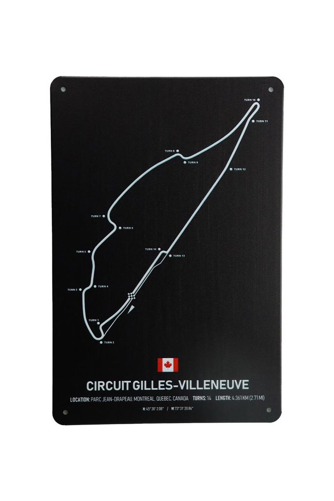 Metallschild - Circuit Gilles Villeneuve - Blechschild - Metall poster - Retro blechschild - Vintage blechschild - Formula 1