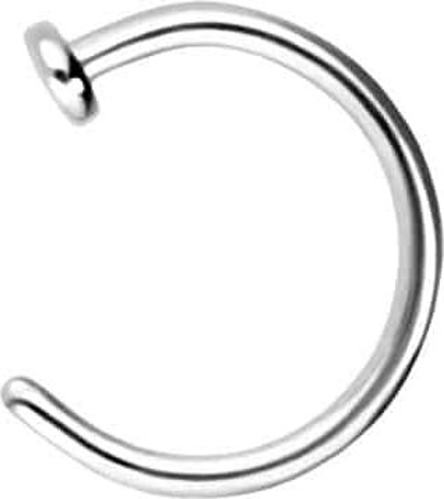 Nasenpiercing, Nasenstecker Titan Nasenring offen PLATTE WeißGold Innendurchmesser: 6mm + Stabstärke: 0,8mm