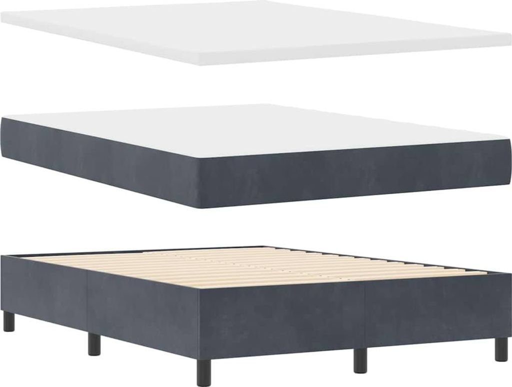 Best Möbel Boxspringbett mit Matratze - modernes Design - Dunkelgrau 140x200 cm Samt - Doppelbett A3344517