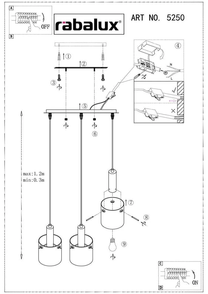 Éclairage de table suspension 3 spots design moderne argenté noir gris - 5