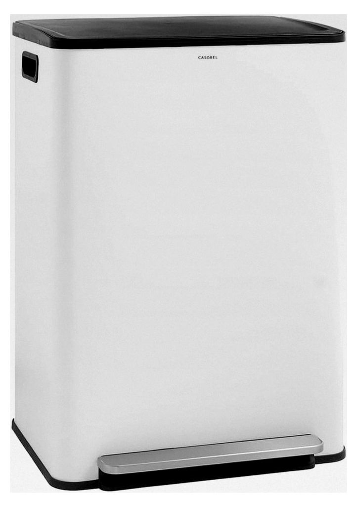 Mülleimer Küche – 2x30L Edelstahl-Abfalleimer mit 2 Fächern, 1 Deckel/Pedal, 60L Kapazität, 67x48x33 cm, hygienisch und geruchskontrolliert, ...