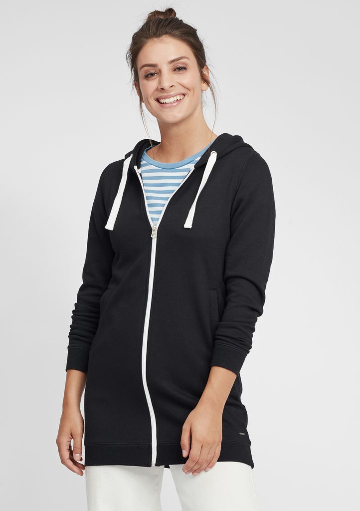 OXMO OXOlinda Long Damen Sweatjacke Kapuzenjacke Hoodie mit Kapuze