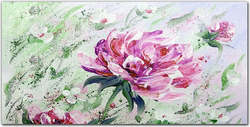 Coloray Bild aus Leinwand 120x60 Leinwand Dekoration - Malerei Blumen Pfingstrosen