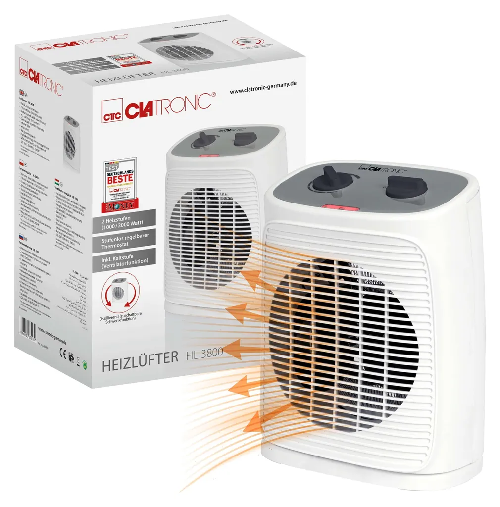 Chauffage soufflant oscillant avec thermostat - 2 niveaux de puissance