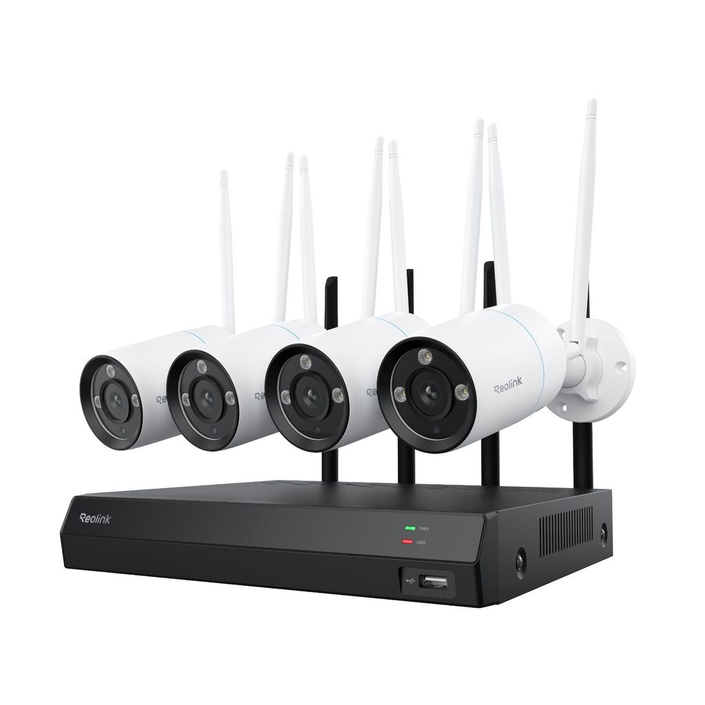 Reolink RLK12-800WB4 Überwachungssystem, 24/7 Aufzeichnung, 4X 4K 8MP Dualband-Wi-Fi 6 Überwachungskameras & 16-Kanal NVR mit 2TB HDD, Smart Erke...