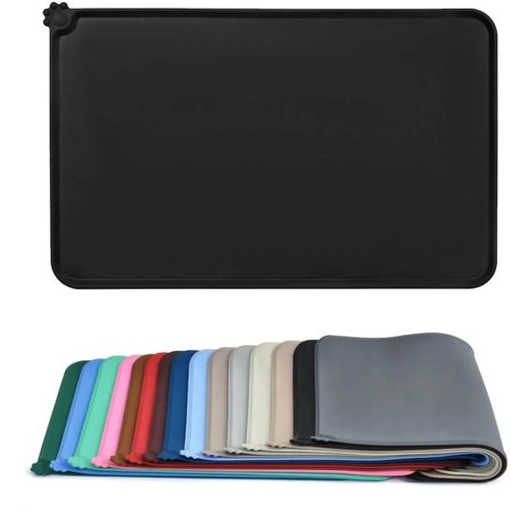 Tapis gamelle silicone à bords surélevés 47x30cm - Imperméable et lavable