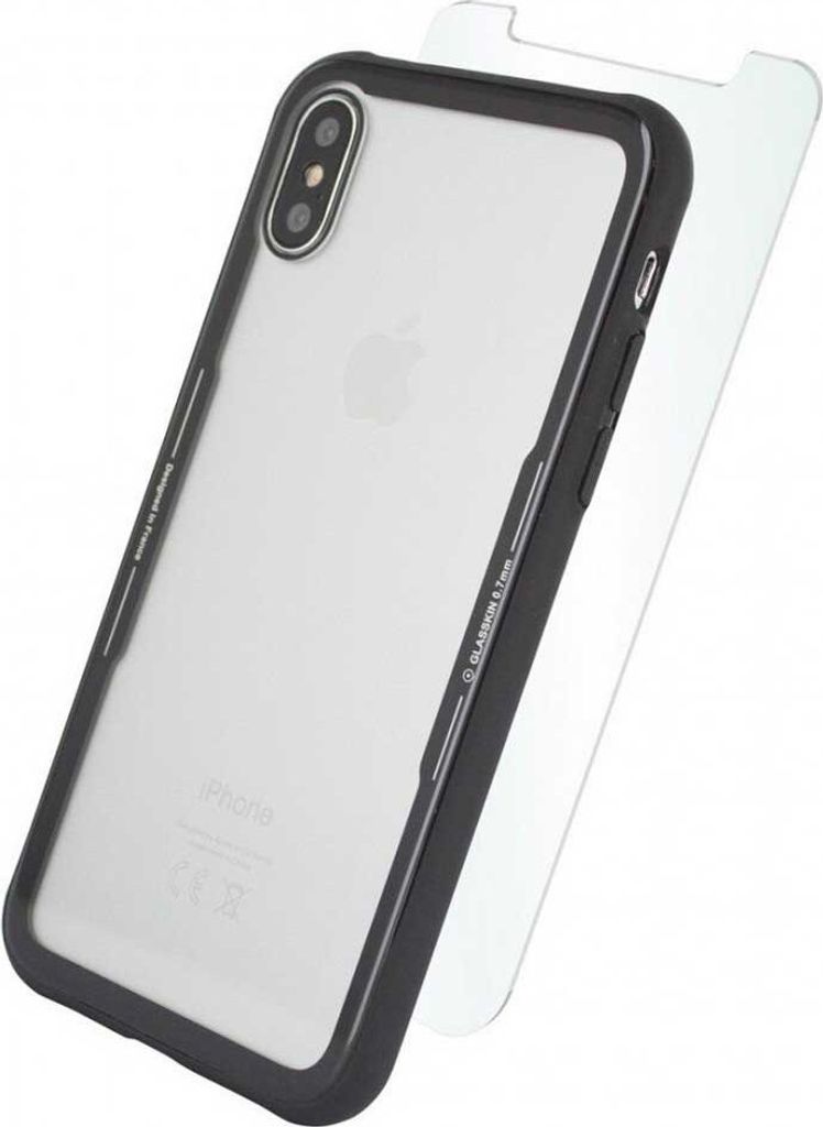 Muvit Skin Case Iphone Xs/x And Gehärtete Glas-displayschutzfolie Durchsichtig,Schwarz Durchsichtig,Schwarz One Size