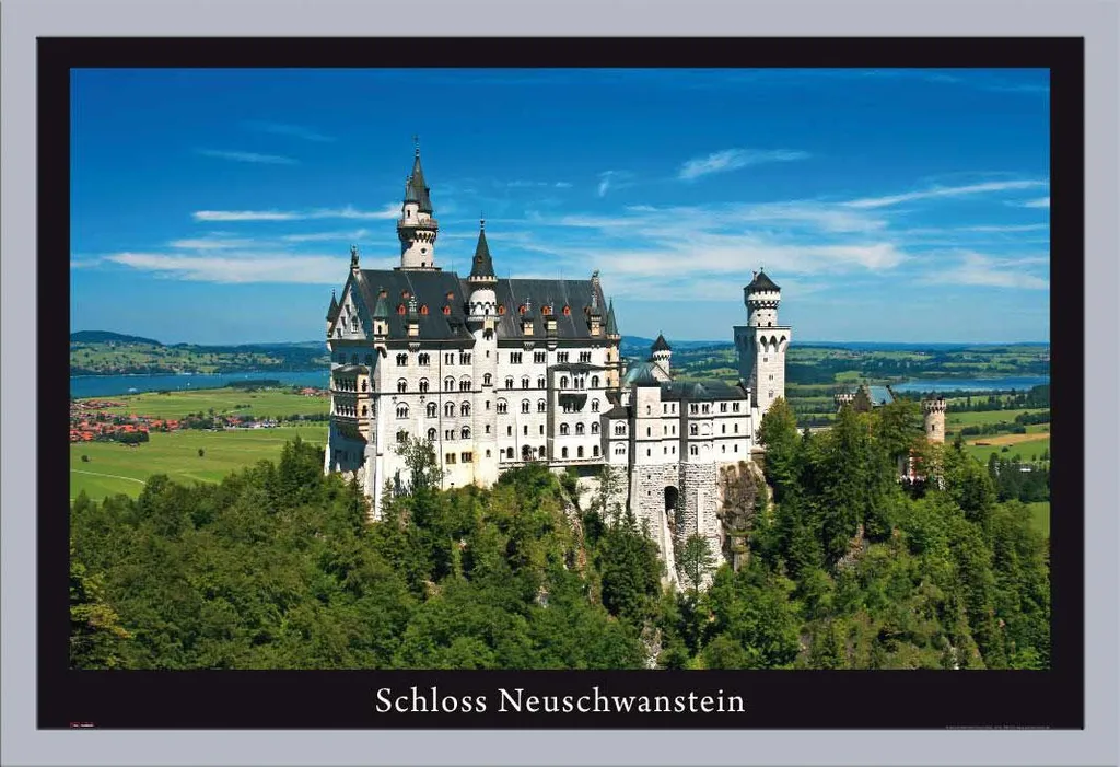 Arredo Parete: Poster Neuschwanstein con Cornice Shinsuke® Argento