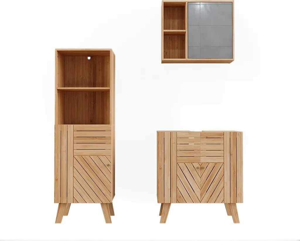 Meuble de rangement salle de bain 3 pièces en bambou Lucie Vicco 52196