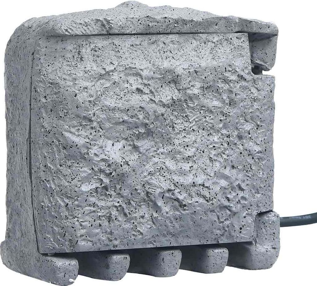 vidaXL Gartensteckdose 4-fach Wasserfest Kunstharz Grau