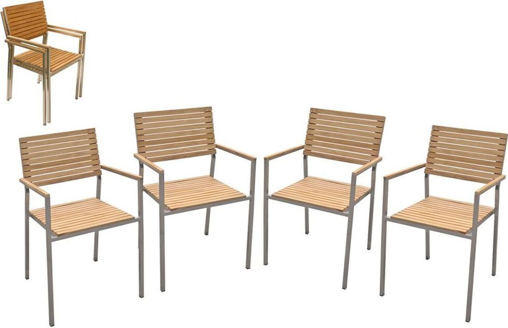 Stapelstuhl DESSAU-120, 4er Set Gartenstühle B/H/T ca. 53x86x54cm