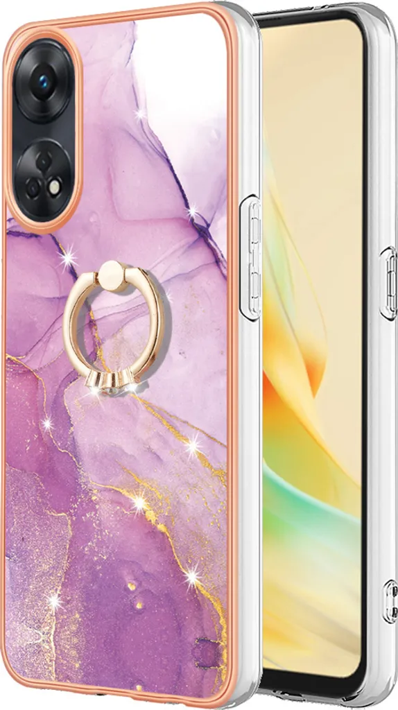 HONLEN Custodia Adatta per OPPO Reno 8T (6.43 Inches), Cover per PC Armor Anello kickstand con Base Magnetica - Argento