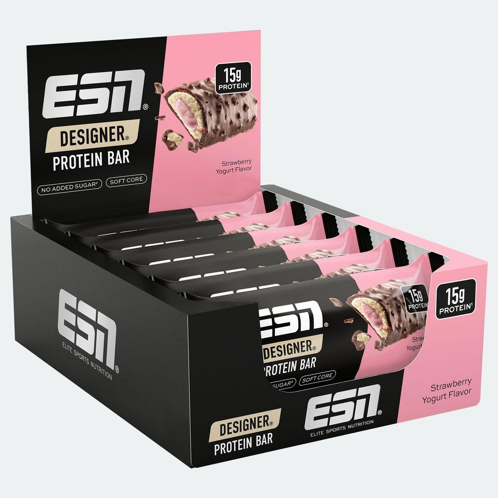 ESN Designer Protein Bar- 12x 45g Strawberry Yoghurt Produktbild 