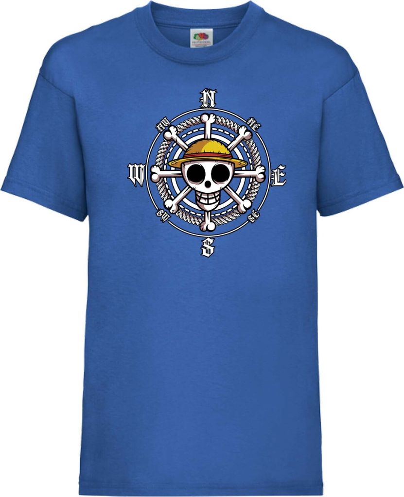 Kinder T-Shirt One Manga Piece Anime 10 Pirates, 7-8 Jahr - 128 / Blau