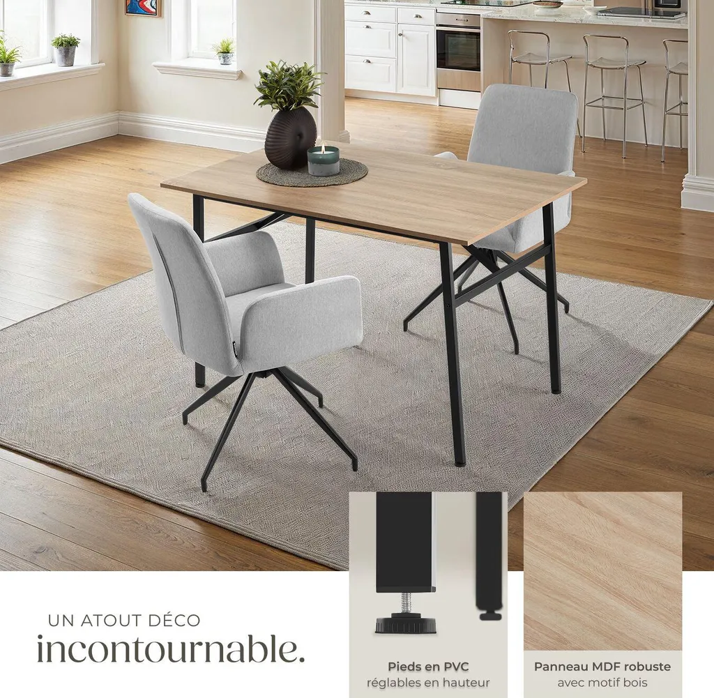 Table de cuisine rectangulaire style loft Swansea bois clair et noir - 4