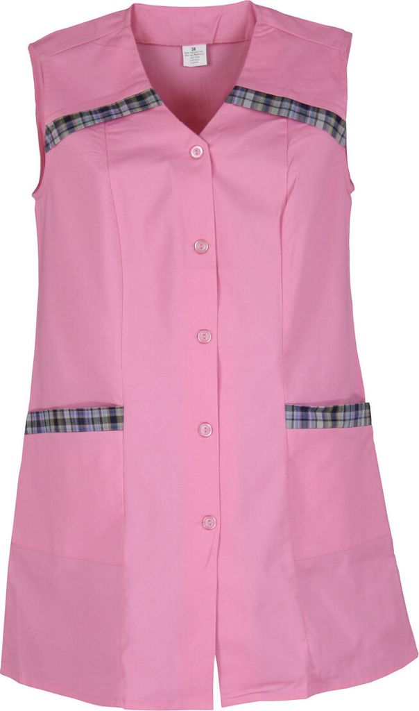 7/8 Kasack Baumwolle einfarbig Schürze kurz ohne Arm , Größe:38, Farbe:rosa