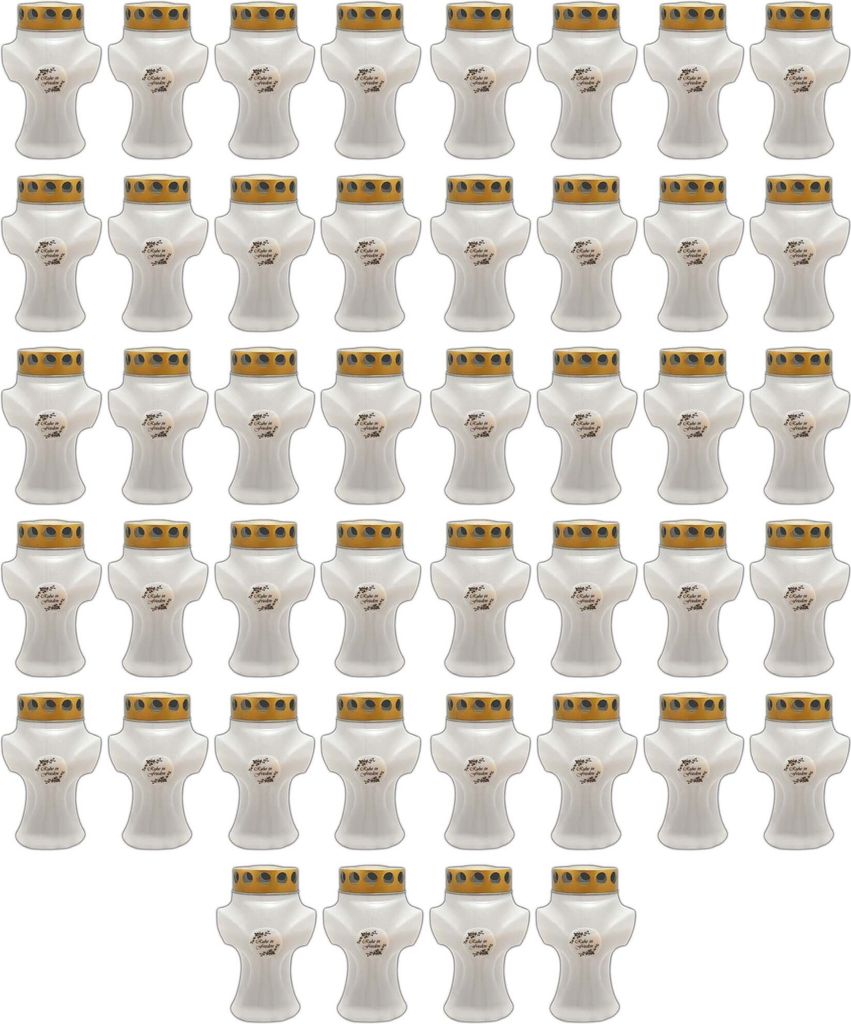 44er Set Grabkerze Kreuz Grablicht Weiß Friedhofskerzen Grabbrenner Kreuzkerze Grableuchte Trauerlicht Gedenkkerze Grablichtkerze Grabdekoration
