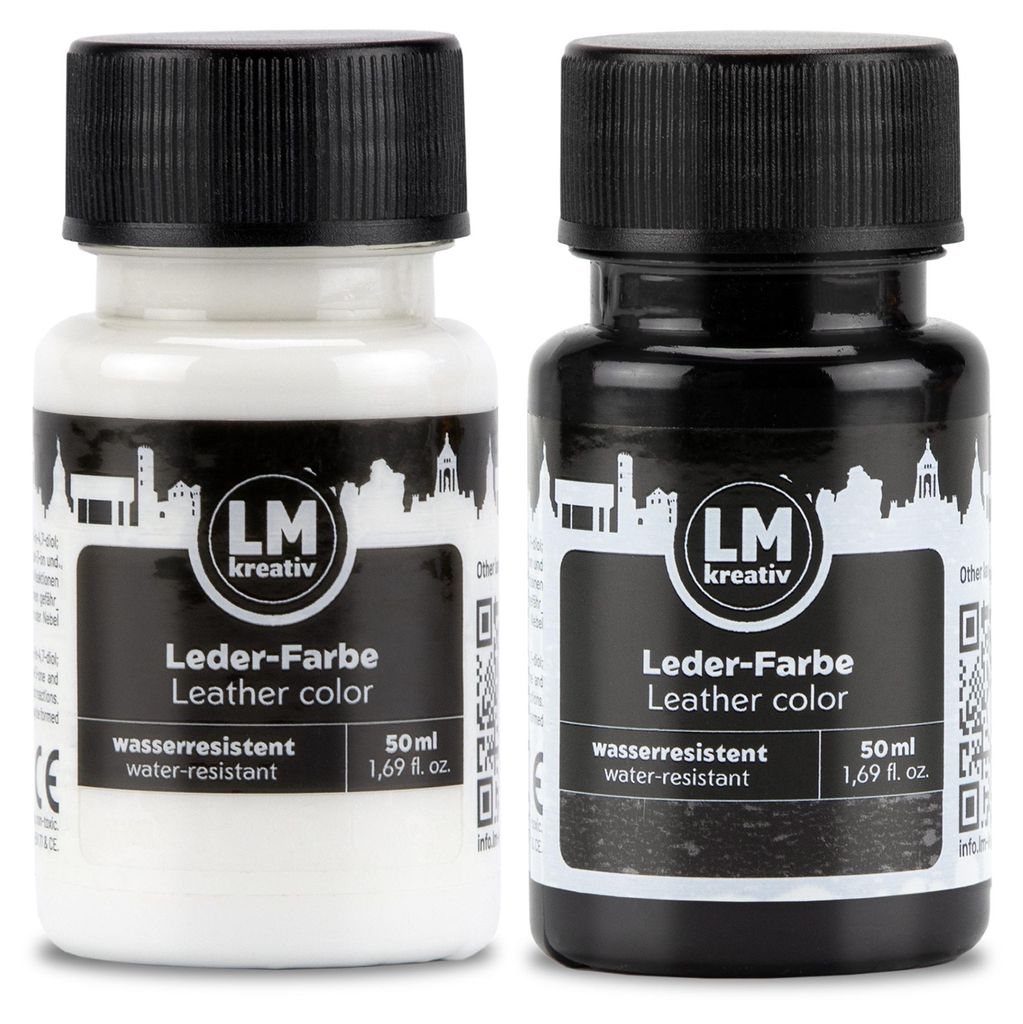 LM-Kreativ Lederfarben-Set 2 x 50 ml, Schwarz + Weiß – für Produktbild 