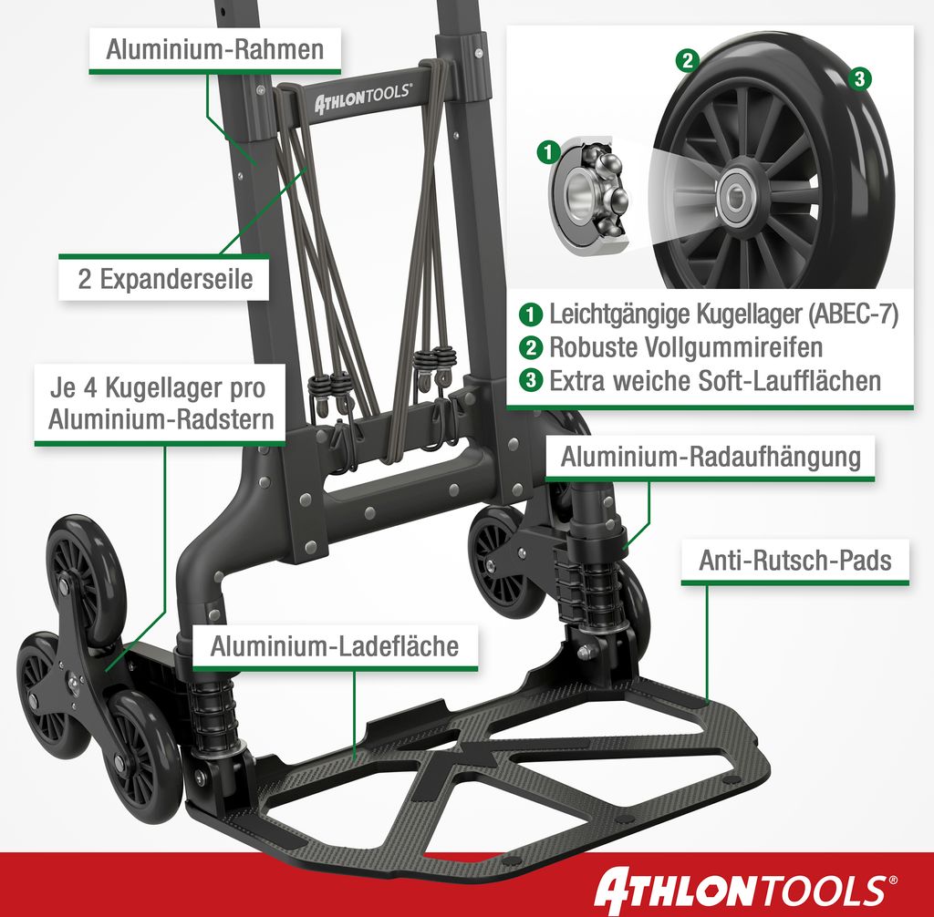 ATHLON TOOLS Aluminium Treppensteiger-Sackkarre klappbar - Produktbild 3
