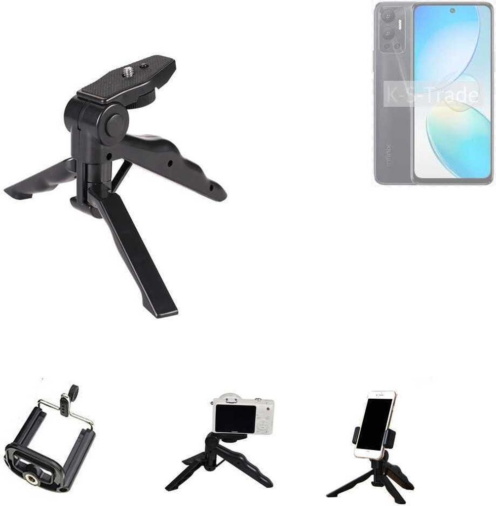 K-S-Trade Stativ Tisch-Ständer Dreibein Handy-Stativ Ständer kompatibel mit Infinix Hot 12i Mini-Stativ Smartphone Tripod Handy-Stativ aus Plastik