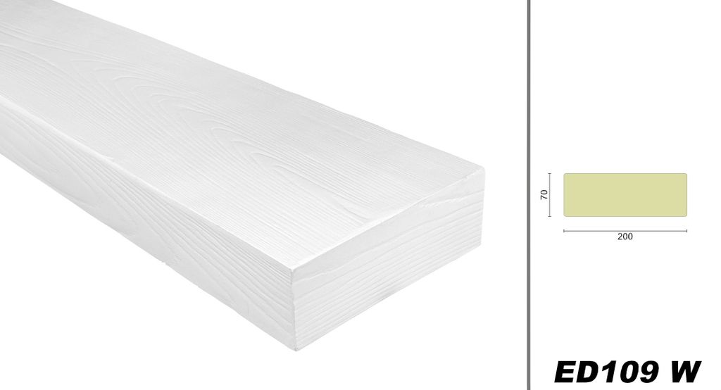 DECO WOOD Deckenbalken modern aus Polyurethane, 2m Länge, PolyurethanBalken Holzoptik (weiß - 20x7cm) Zierbalken Decke Wohnzimmer Wanddeko