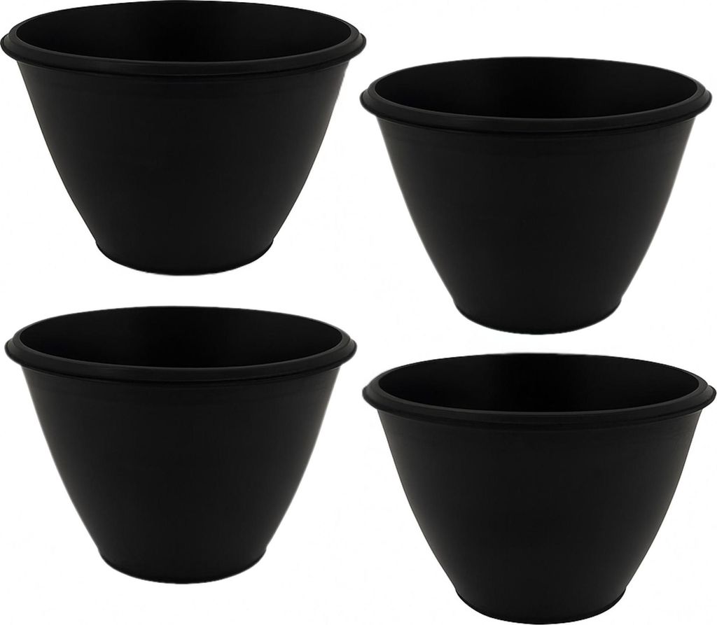 4er Set Gipsbecher Konisch Ø 127 mm – Robuste Mischschale aus Gummi für Bau, Heimwerken, Schwarz