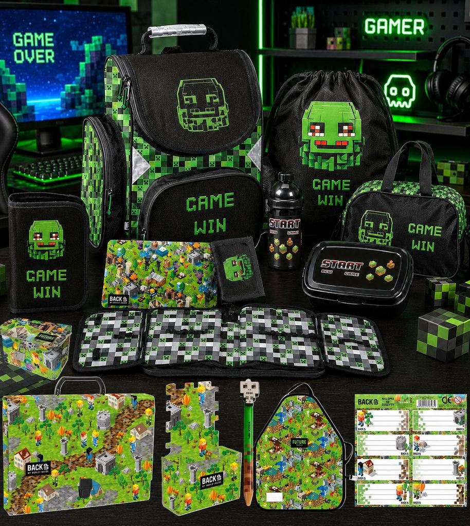 Zaino scolastico MINECRAFT a 14 scomparti, zaino ergonomico Immagine del prodotto 