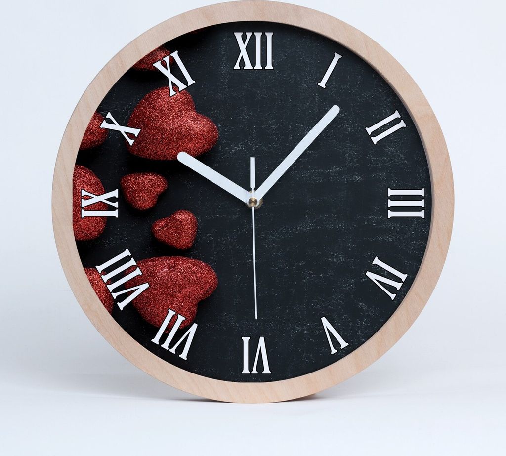 Holzuhr 20fi cm wanduhr - weiße Spitzen - Herz auf dem Brett
