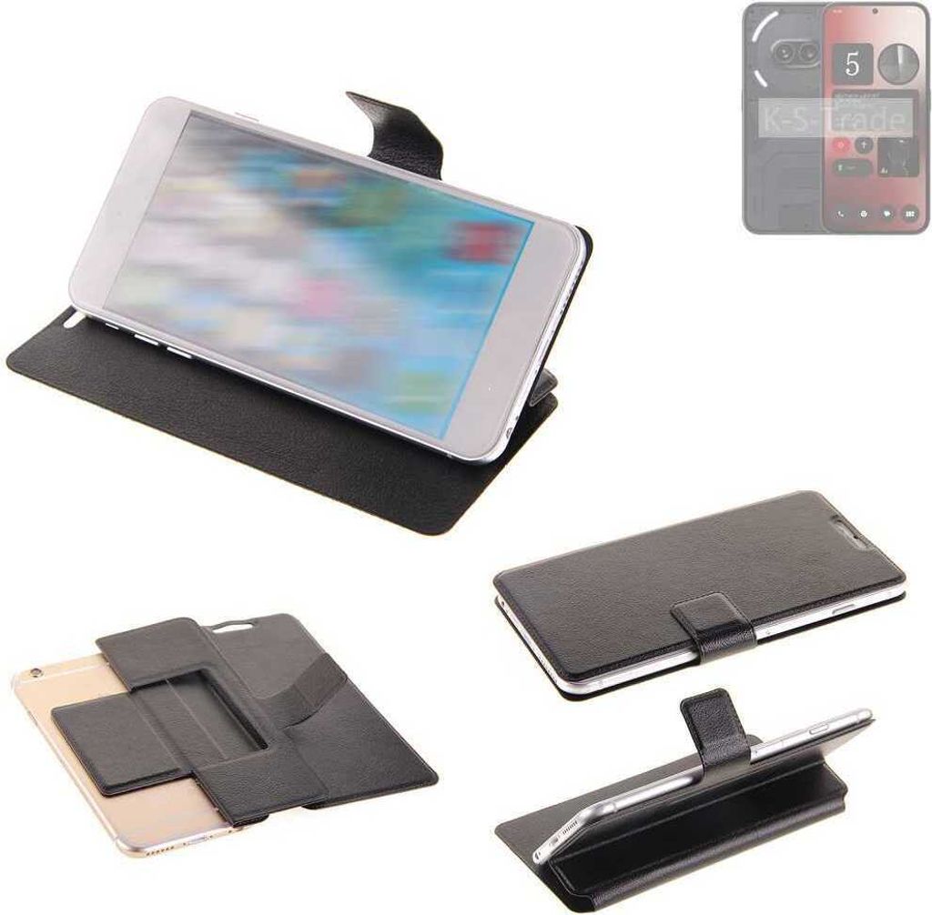 K-S-Trade Schutzhülle kompatibel mit Nothing 2a Schutzhülle Flip Cover Klapphülle Wallet Case Slim Handyhülle bookstyle schwarz