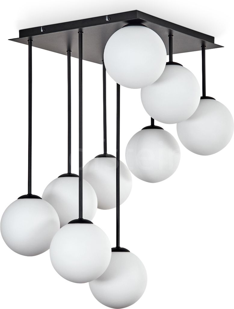 Fossobiubo Deckenlampe aus Metall/Glas in Schwarz/Milchglas