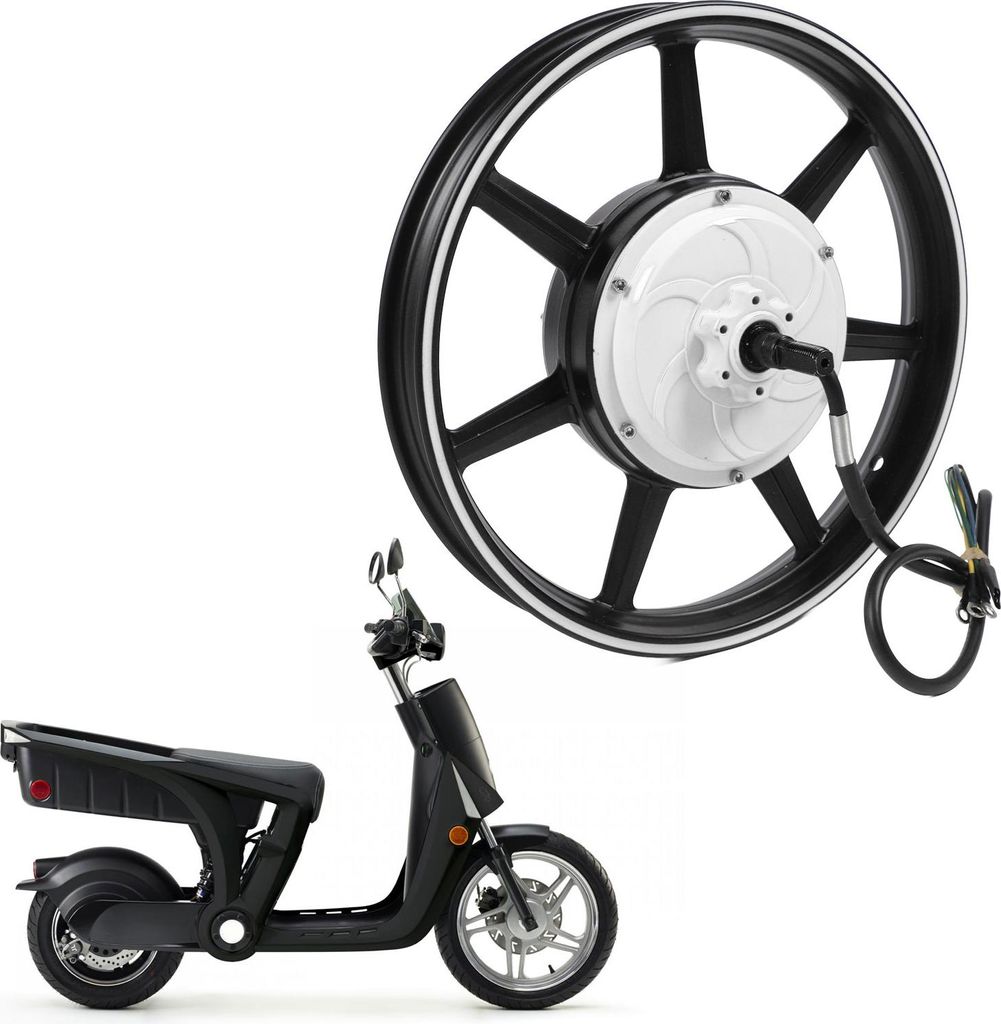 16-Zoll-Dual-Hall-Brushless-Nabenmotor 48 V-72 V 800-2000 W DC-Scheibenbremse für Elektro-Motorrad-Roller Weiß