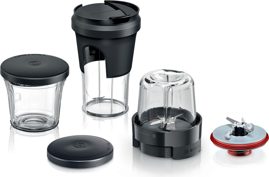 Bosch Zubehör MUZS68TM, Multi-Zerkleinerer-Set, Kräuter-/Gewürzmühle, Universalzerkleinerer, Mixer, Aufbewahrungslösung, ToGo-Deckel, für Kü...