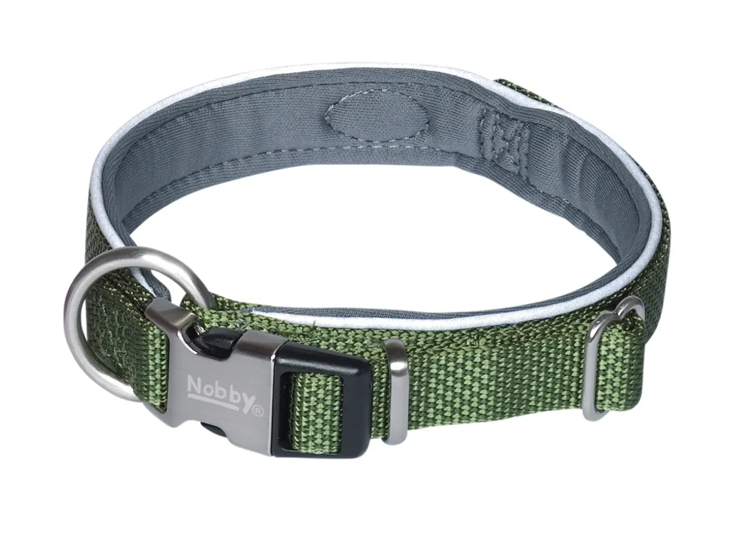 Collier de Randonnée Confort Nobby : Vert Olive L, Nylon Doublé
