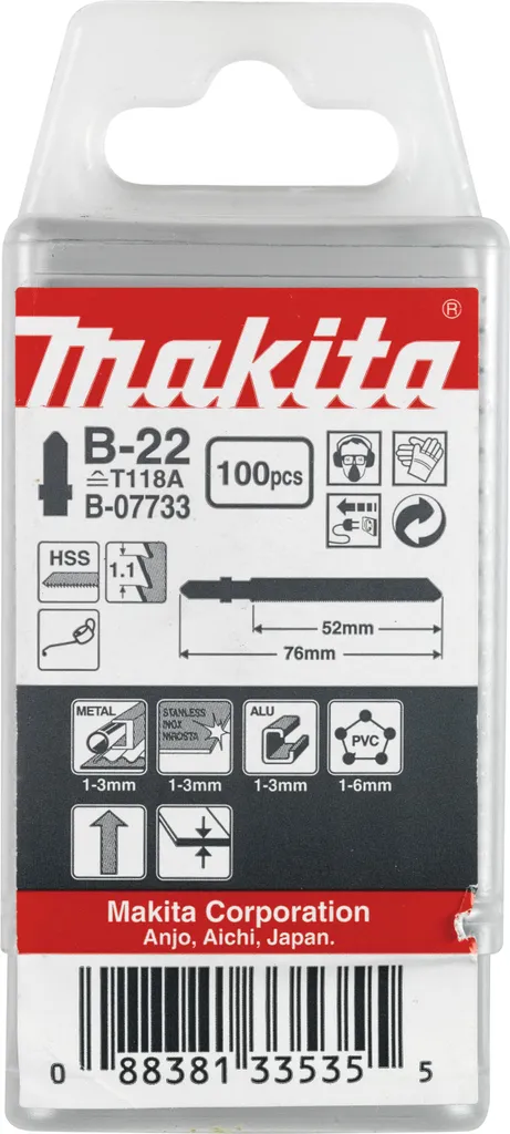 Lames de Scie Sauteuse pour Métal Makita B-22 en Acier HCS - 100 pcs